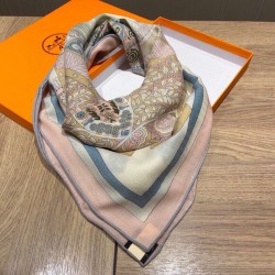Scialle quadrato Hermes Cashmere Seta 140 Rosa