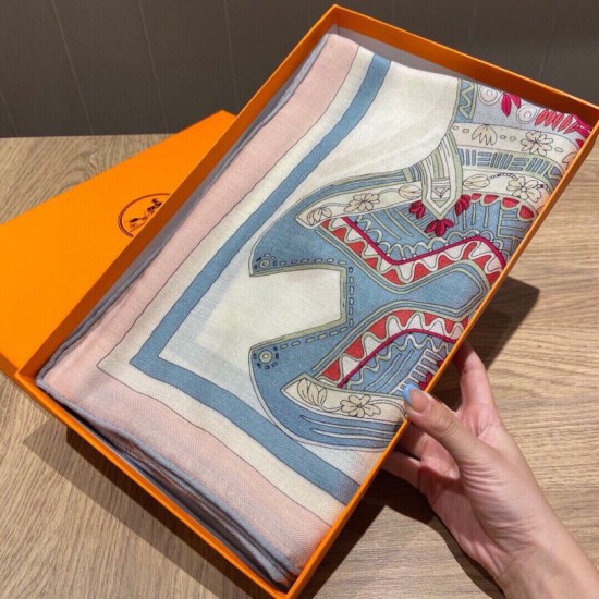 Replica Scialle quadrato Hermes Cashmere Seta 140 Rosa