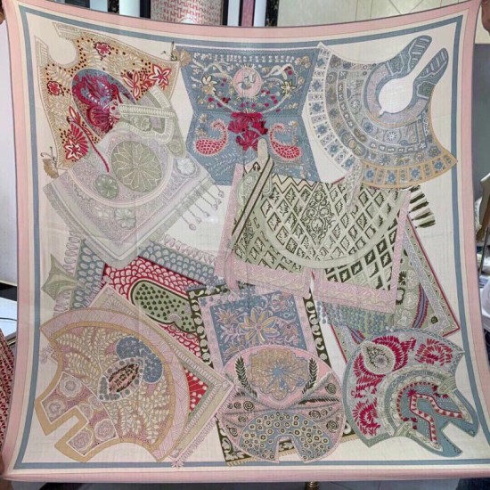 Replica Scialle quadrato Hermes Cashmere Seta 140 Rosa