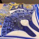 Replica Scialle quadrato Hermes Cashmere Seta 140 Blu