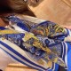 Replica Scialle quadrato Hermes Cashmere Seta 140 Blu