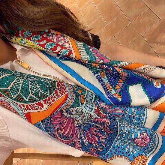 Replica Scialle quadrato Hermes Cashmere Seta 140 Arancio