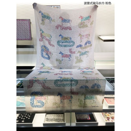 Replica Sciarpa in cashmere con cavallo Hermes Pop Style 110 x 200 rosa