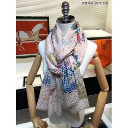 Sciarpa in cashmere con cavallo Hermes Pop Style 110 x 200 rosa
