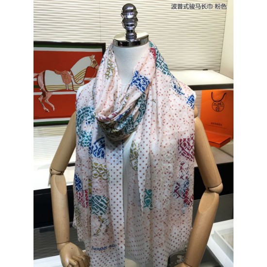 Replica Sciarpa in cashmere con cavallo Hermes Pop Style 110 x 200 rosa