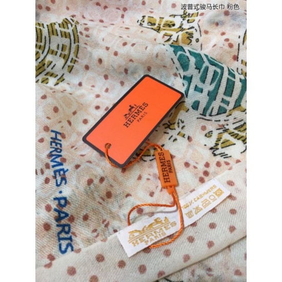 Replica Sciarpa in cashmere con cavallo Hermes Pop Style 110 x 200 rosa