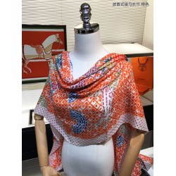 Sciarpa in cashmere con cavallo Hermes Pop Style 110 x 200 arancione