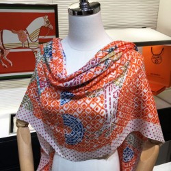 Sciarpa in cashmere con cavallo Hermes Pop Style 110 x 200 arancione
