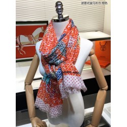 Sciarpa in cashmere con cavallo Hermes Pop Style 110 x 200 arancione
