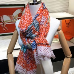 Sciarpa in cashmere con cavallo Hermes Pop Style 110 x 200 arancione