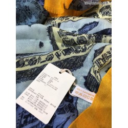 Sciarpa Hermes City of Horses in cashmere 110 x 200 blu