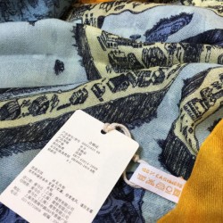 Sciarpa Hermes City of Horses in cashmere 110 x 200 blu Sciarpa Hermes City of Horses in cashmere 110 x 200 blu