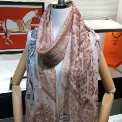Sciarpa in cashmere Hermes City of Horses 110 x 200 cachi