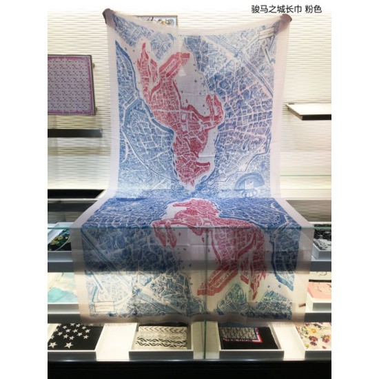 Replica Sciarpa Hermes City of Horses in cashmere 110 x 200 rosa