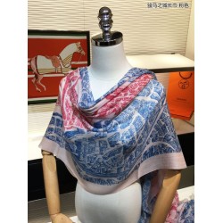 Sciarpa Hermes City of Horses in cashmere 110 x 200 rosa