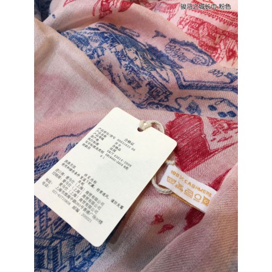 Replica Sciarpa Hermes City of Horses in cashmere 110 x 200 rosa