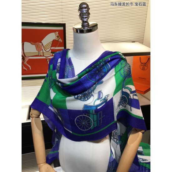 Replica Hermes Carriage Solitaire Cashmere Scialle 110 x 200 Blu