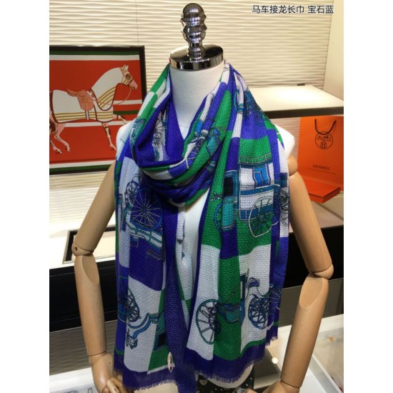 Replica Hermes Carriage Solitaire Cashmere Scialle 110 x 200 Blu