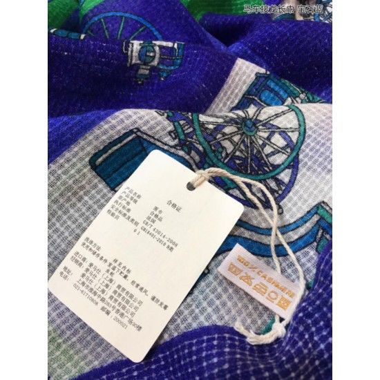 Replica Hermes Carriage Solitaire Cashmere Scialle 110 x 200 Blu