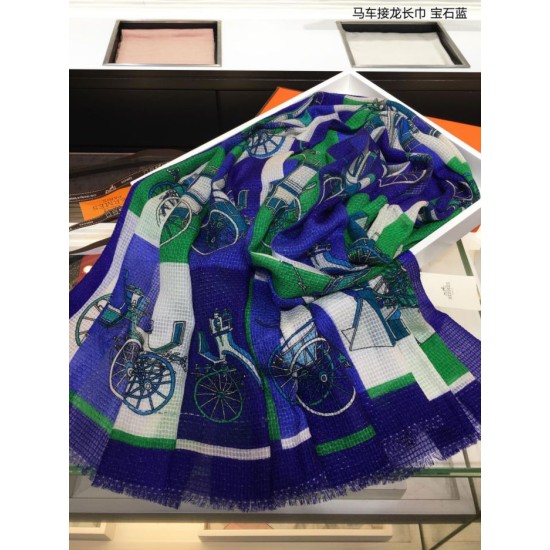 Replica Hermes Carriage Solitaire Cashmere Scialle 110 x 200 Blu