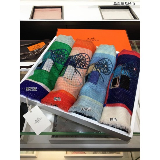 Replica Hermes Carriage Solitaire Cashmere Scialle 110 x 200 Blu