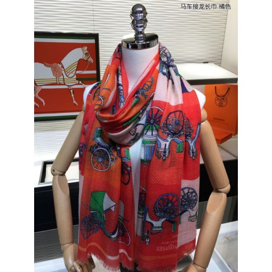 Replica Hermes Carriage Solitaire Cashmere Scialle 110 x 200 Arancione