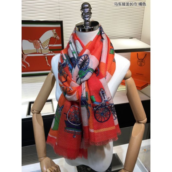 Replica Hermes Carriage Solitaire Cashmere Scialle 110 x 200 Arancione