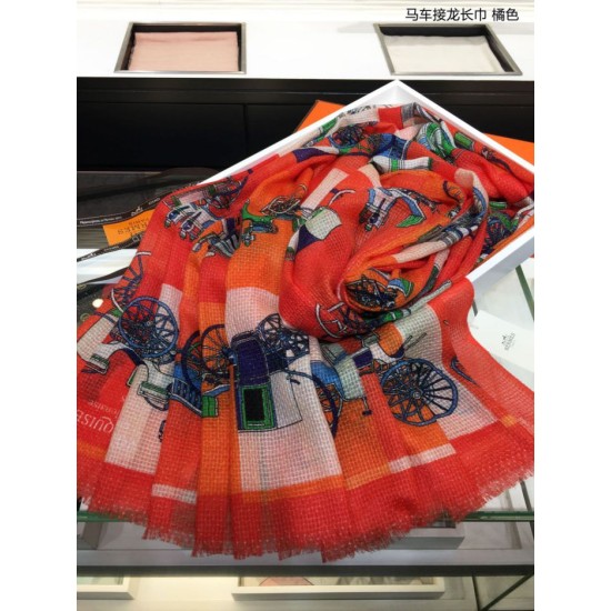 Replica Hermes Carriage Solitaire Cashmere Scialle 110 x 200 Arancione