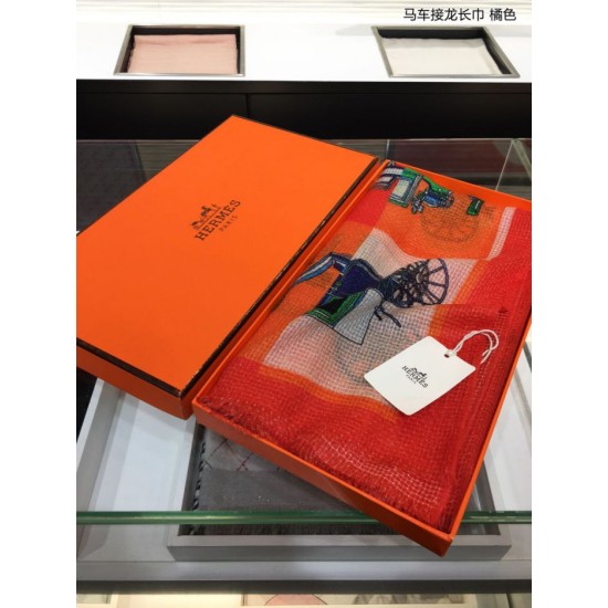 Replica Hermes Carriage Solitaire Cashmere Scialle 110 x 200 Arancione