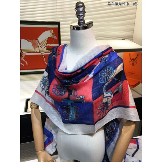 Replica Scialle Hermes Carriage Solitaire Cashmere 110 x 200 Bianco