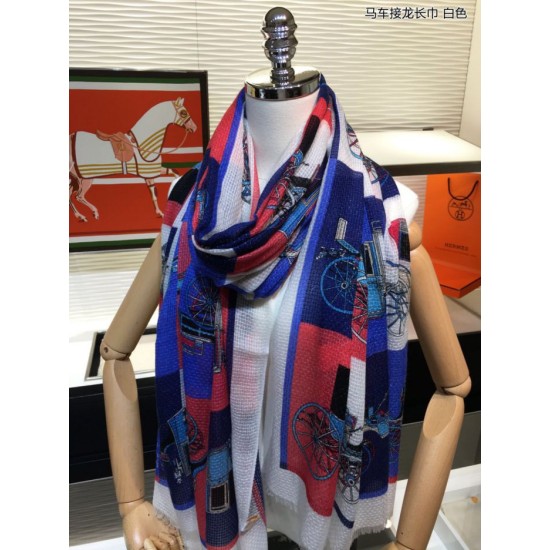 Replica Scialle Hermes Carriage Solitaire Cashmere 110 x 200 Bianco