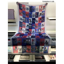 Scialle Hermes Carriage Solitaire Cashmere 110 x 200 Bianco