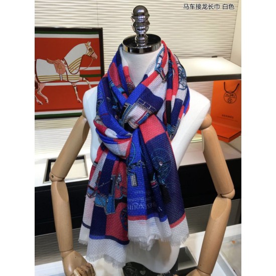 Replica Scialle Hermes Carriage Solitaire Cashmere 110 x 200 Bianco