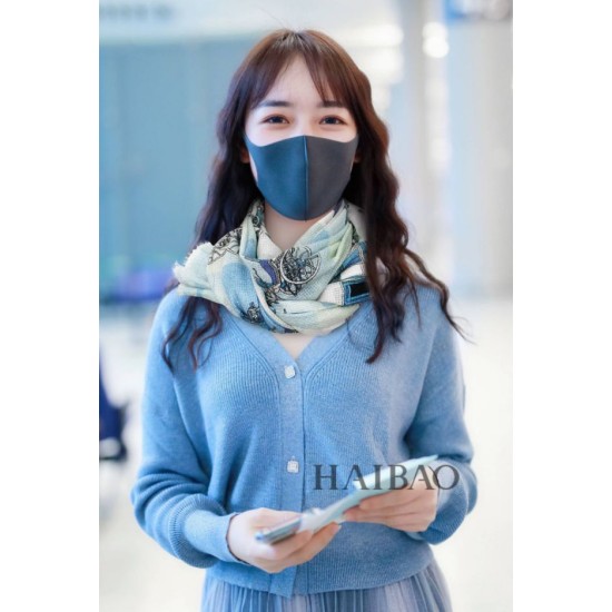 Replica Hermes Carriage Solitaire Cashmere Scialle 110 x 200 Sky Blue